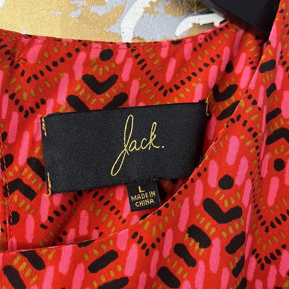 Jack B.B. Dakota Size Large Red Chevron Print Tank Dress - Picture 2 of 9